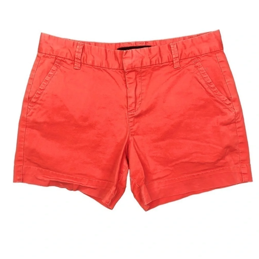 Calvin Klein chino shorts dark salmon red orange stretch 4